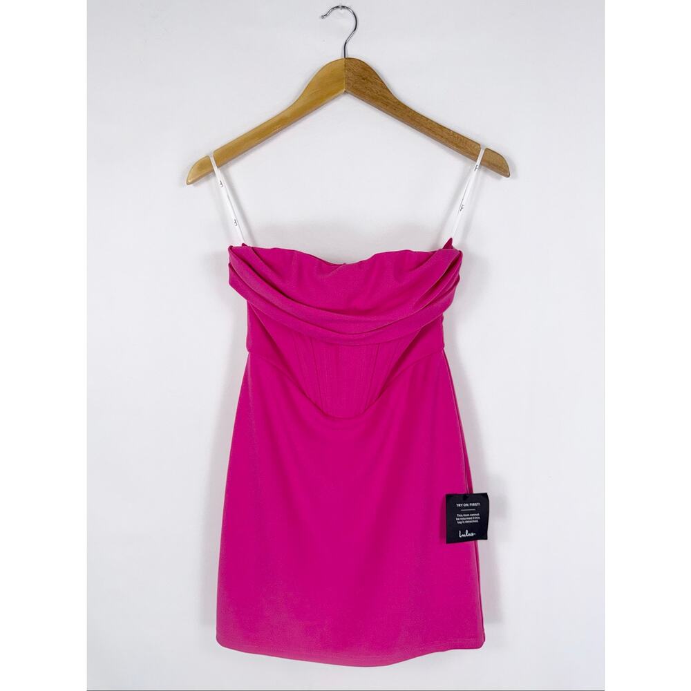 Lulus Dramatic Intent Strapless Corset Bodycon Mini Dress Women's Small Pink - Picture 2 of 14